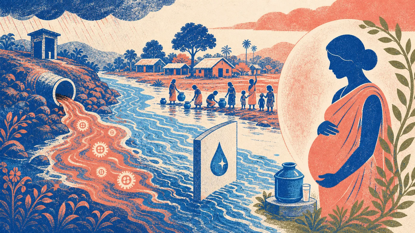 Ilustración médica sobre Hepatitis E: contagio, embarazo y tratamiento