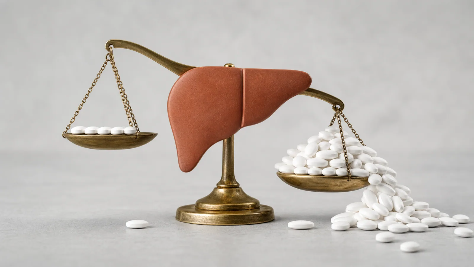 Ilustración médica sobre Hepatotoxicidad por paracetamol (intoxicación por acetaminofeno)