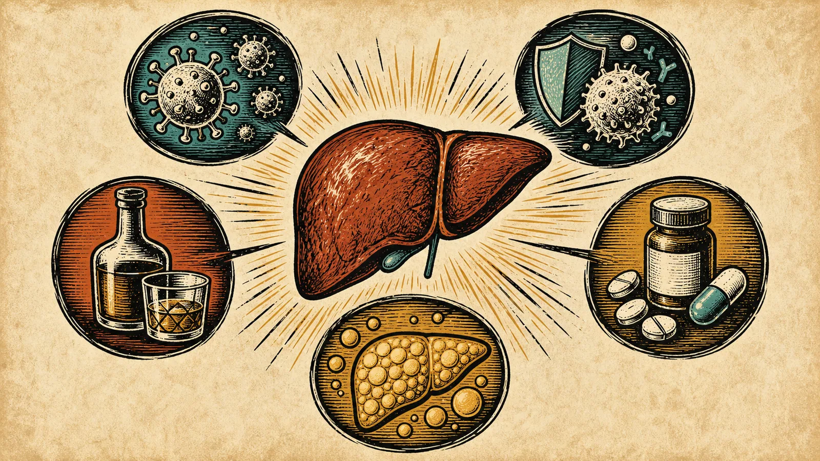 Ilustración médica sobre ¿Qué es la hepatitis?